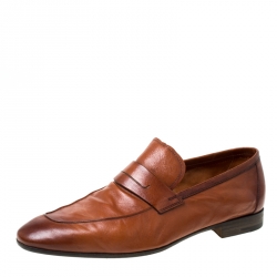 Berluti Brown Leather Lorenzo Loafers Size 42
