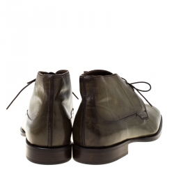 Pre Owned Berluti Olive Green Leather Lace Up Desert Boots Size 42.5