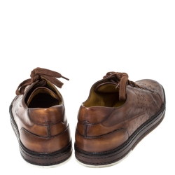 Berluti Brown Ombre Leather Playtime Low Top Sneakers Size 44.5