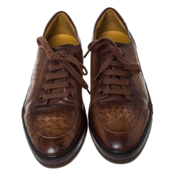 Berluti Brown Ombre Leather Playtime Low Top Sneakers Size 44.5