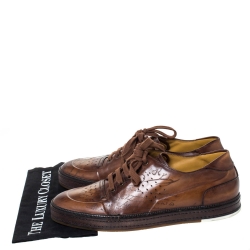 Berluti Brown Ombre Leather Playtime Low Top Sneakers Size 44.5
