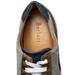 Pre Owned Berluti Multicolor Suede And Leather Low Top Sneakers Size 43.5