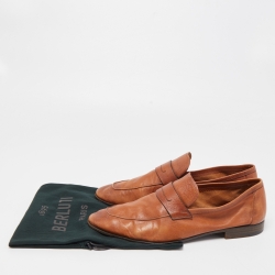 Pre Owned Berluti Brown Leather Lorenzo Loafers Size 42.5