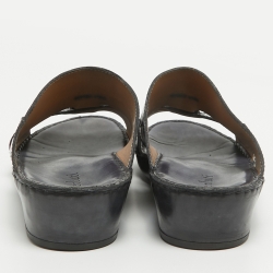 Berluti Navy Blue Scritto Leather Slide Sandals 43