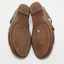 Berluti Brown Leather Slide Sandals 43.5