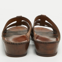 Berluti Brown Leather Slide Sandals 43.5
