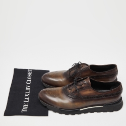 Pre Owned Berluti Brown Brogue Leather Lace Up Oxfords Size 43.5