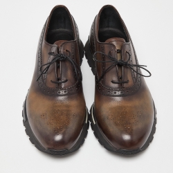 Pre Owned Berluti Brown Brogue Leather Lace Up Oxfords Size 43.5