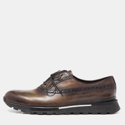 Pre Owned Berluti Brown Brogue Leather Lace Up Oxfords Size 43.5
