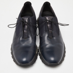 Berluti Blue Leather and Fabric Lace Up Oxfords Size 43.5