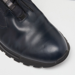 Berluti Blue Leather and Fabric Lace Up Oxfords Size 43.5