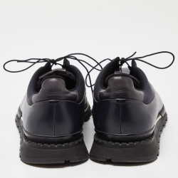 Berluti Blue Leather and Fabric Lace Up Oxfords Size 43.5
