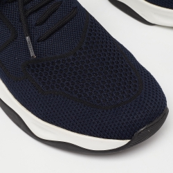 Pre Owned Berluti Blue Knit Fabric and Leather Shadow Sneakers Size 41