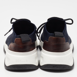 Pre Owned Berluti Blue Knit Fabric and Leather Shadow Sneakers Size 41
