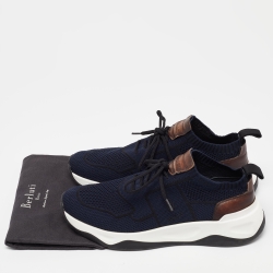 Pre Owned Berluti Blue Knit Fabric and Leather Shadow Sneakers Size 41