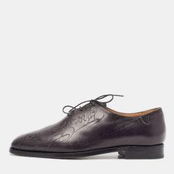 Berluti Black Galet Scritto Leather Alessandro Oxfords Size 40