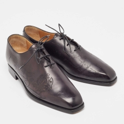 Berluti Black Galet Scritto Leather Alessandro Oxfords Size 40