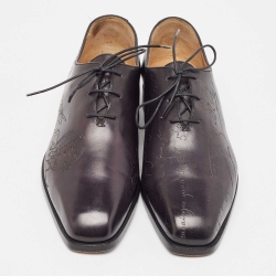 Berluti Black Galet Scritto Leather Alessandro Oxfords Size 40