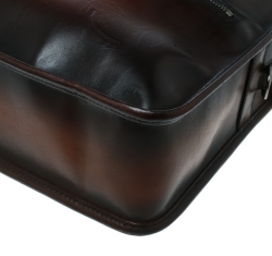 Pre Owned Berluti Dark Brown Ombre Leather Un Jour Venezia Briefcase