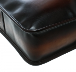Pre Owned Berluti Dark Brown Ombre Leather Un Jour Venezia Briefcase
