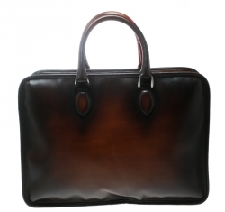 Pre Owned Berluti Dark Brown Ombre Leather Un Jour Venezia Briefcase