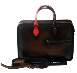 Pre Owned Berluti Dark Brown Ombre Leather Un Jour Venezia Briefcase