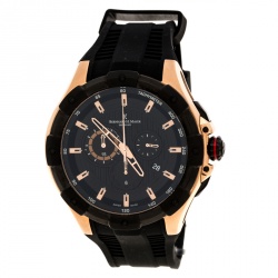 Bernhard H. Mayer Black Rose Gold Plated Steel Victor Chronograph Men's Wristwatch 50 mm