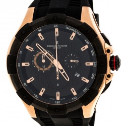 Bernhard H. Mayer Black Rose Gold Plated Steel Victor Chronograph Men's Wristwatch 50 mm