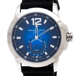 Bernhard H. Mayer Blue Stainless Steel Black Silicon Drift Men's Wristwatch 44 mm