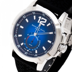 Bernhard H. Mayer Blue Stainless Steel Black Silicon Drift Men's Wristwatch 44 mm