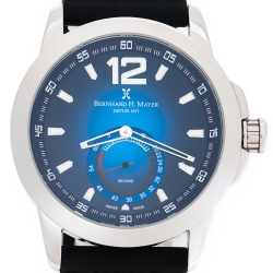 Pre Owned Bernhard H. Mayer Blue Stainless Steel Black Silicon Drift Men's Wristwatch 44 mm