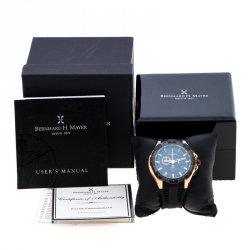Pre Owned Bernhard H. Mayer Black Rose Gold Plated Steel Victor Chronograph Men's Wristwatch 50 mm