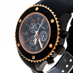 Pre Owned Bernhard H. Mayer Black & Rose Gold Plated Stainless Steel Hugo Chronograph Men's Wristwatch 48 mm