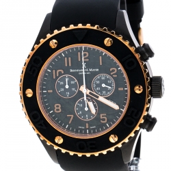 Pre Owned Bernhard H. Mayer Black & Rose Gold Plated Stainless Steel Hugo Chronograph Men's Wristwatch 48 mm