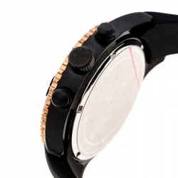 Pre Owned Bernhard H. Mayer Black & Rose Gold Plated Stainless Steel Hugo Chronograph Men's Wristwatch 48 mm