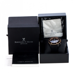 Pre Owned Bernhard H. Mayer Black & Rose Gold Plated Stainless Steel Hugo Chronograph Men's Wristwatch 48 mm