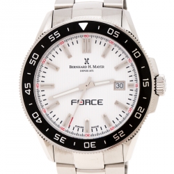 Pre Owned Bernhard H. Mayer White Stainless Steel Force Quantum Men's Wristwatch 43 mm