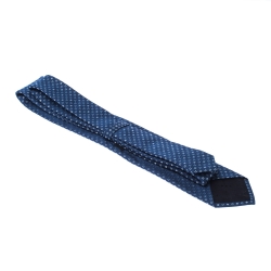 Pre Owned Boss By Hugo Boss Blue Geometric Patterned Jacquard Silk Tie 