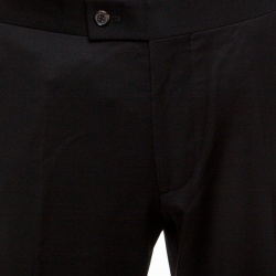 Pre Owned Boss by Hugo Boss Black Wool Satin Trim Detail Cary/Grant Suit L