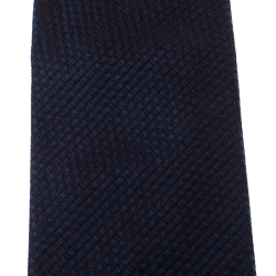 Pre Owned Boss By Hugo Boss Blue Patterend Jacquard Silk Classic Tie