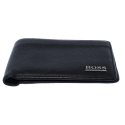 Pre Owned Boss By Hugo Boss Black Leather Bifold Wallet