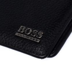 Pre Owned Boss By Hugo Boss Black Leather Bifold Wallet