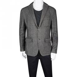 Pre Owned Boss By Hugo Boss Grey Houndstooth Pattern Slim Fit Tailored Blazer L