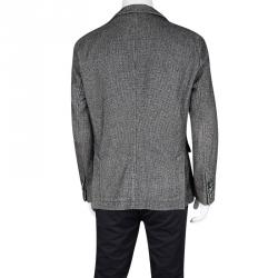 Pre Owned Boss By Hugo Boss Grey Houndstooth Pattern Slim Fit Tailored Blazer L
