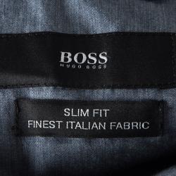 Pre Owned Boss By Hugo Boss Grey Houndstooth Pattern Slim Fit Tailored Blazer L