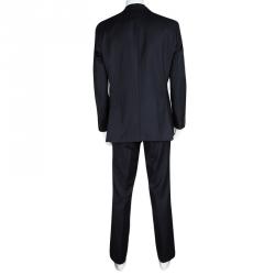 Pre Owned Boss By Hugo Boss Navy Blue Wool Pin Striped Passolini1/Movie1 Suit XL