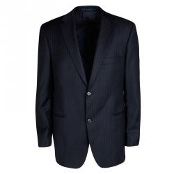 Pre Owned Boss By Hugo Boss Navy Blue Wool Pin Striped Passolini1/Movie1 Suit XL