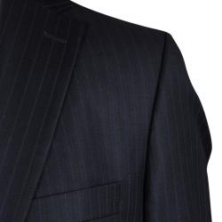 Pre Owned Boss By Hugo Boss Navy Blue Wool Pin Striped Passolini1/Movie1 Suit XL