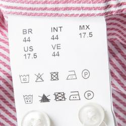 Pre Owned Boss by Hugo Boss Red and White Striped Cotton Regular Fit Shirt 3XL