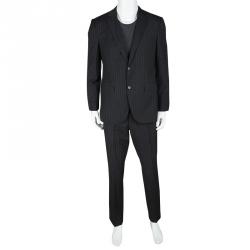 Boss By Hugo Boss Grey Wool Striped The Grand/Central1 Suit M